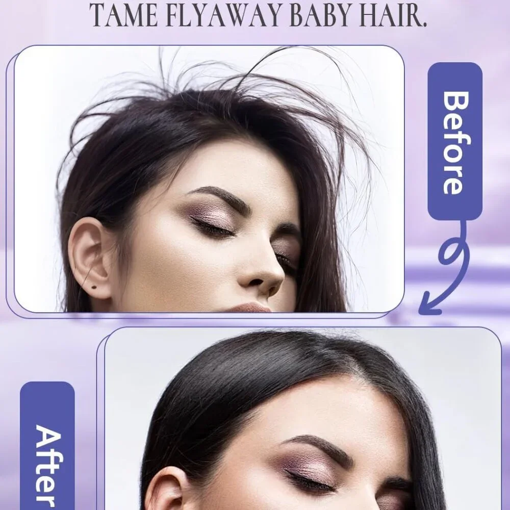 Hair Wax Stick & Slick Back Hair Brush, Hair Pomade/Balm for Smooth Flyaways, Fr
